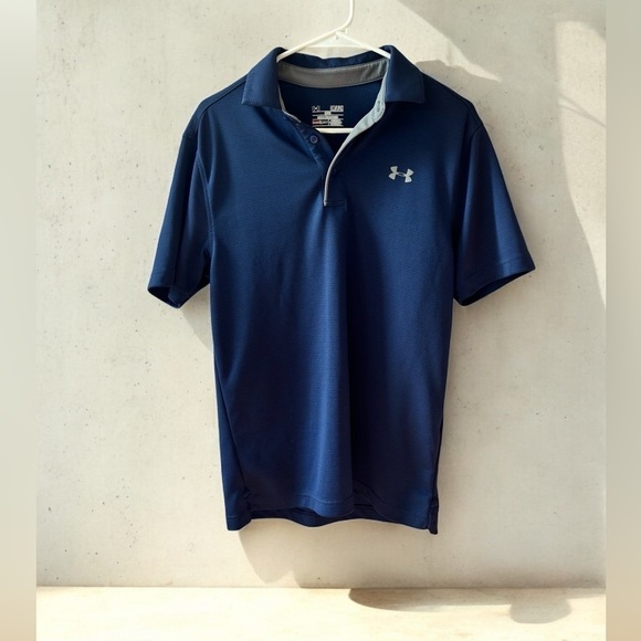 Under Armour HeatGear Men’s Polo Shirt Blue Loose Fit Size Small - Picture 3 of 5